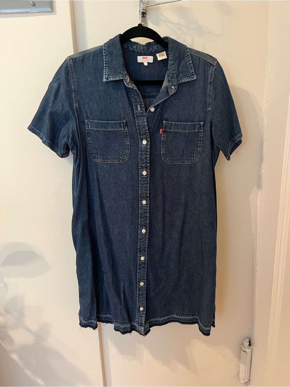 Levi's Indigo Blue Denim Shirt Dress with Red Tab
